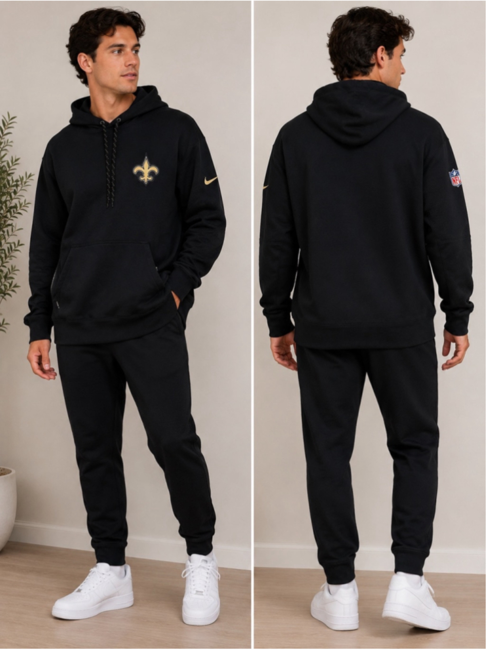 Nike New Orleans Saints NFL Sideline Pullover Hoodie Black Men’s Size XL